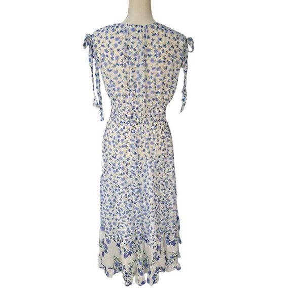 Shoshanna NWT Helena Floral Tie Shoulder V-Neck Midi Dress Lined Size 12 - Picture 3 of 9
